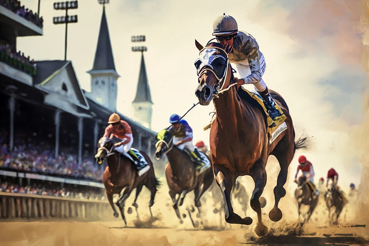 Illustration of horses running in the Kentucky Derby